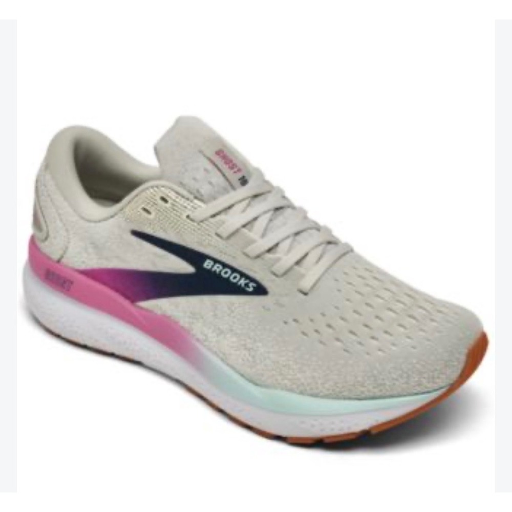 Brooks Ghost 16 Womens Running Shoes Grey Pink Mint Size 8.5